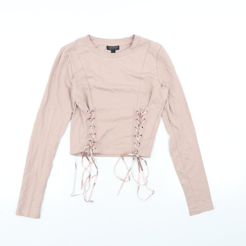 Topshop Womens Pink Viscose Pullover Sweatshirt Size 6 Pullover - Corset detail