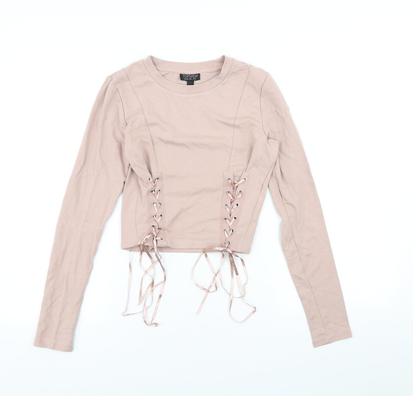 Topshop Womens Pink Viscose Pullover Sweatshirt Size 6 Pullover - Corset detail