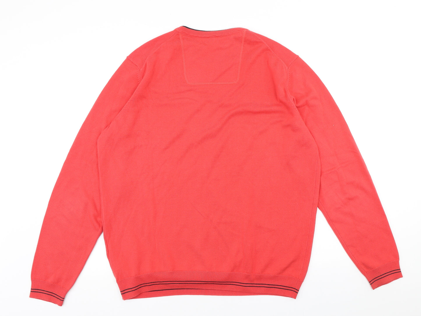 HUGO BOSS Mens Red Round Neck Cotton Pullover Jumper Size XL