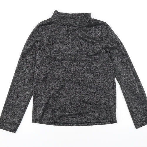 NEXT Girls Black Polyester Basic T-Shirt Size 9 Years High Neck Pullover