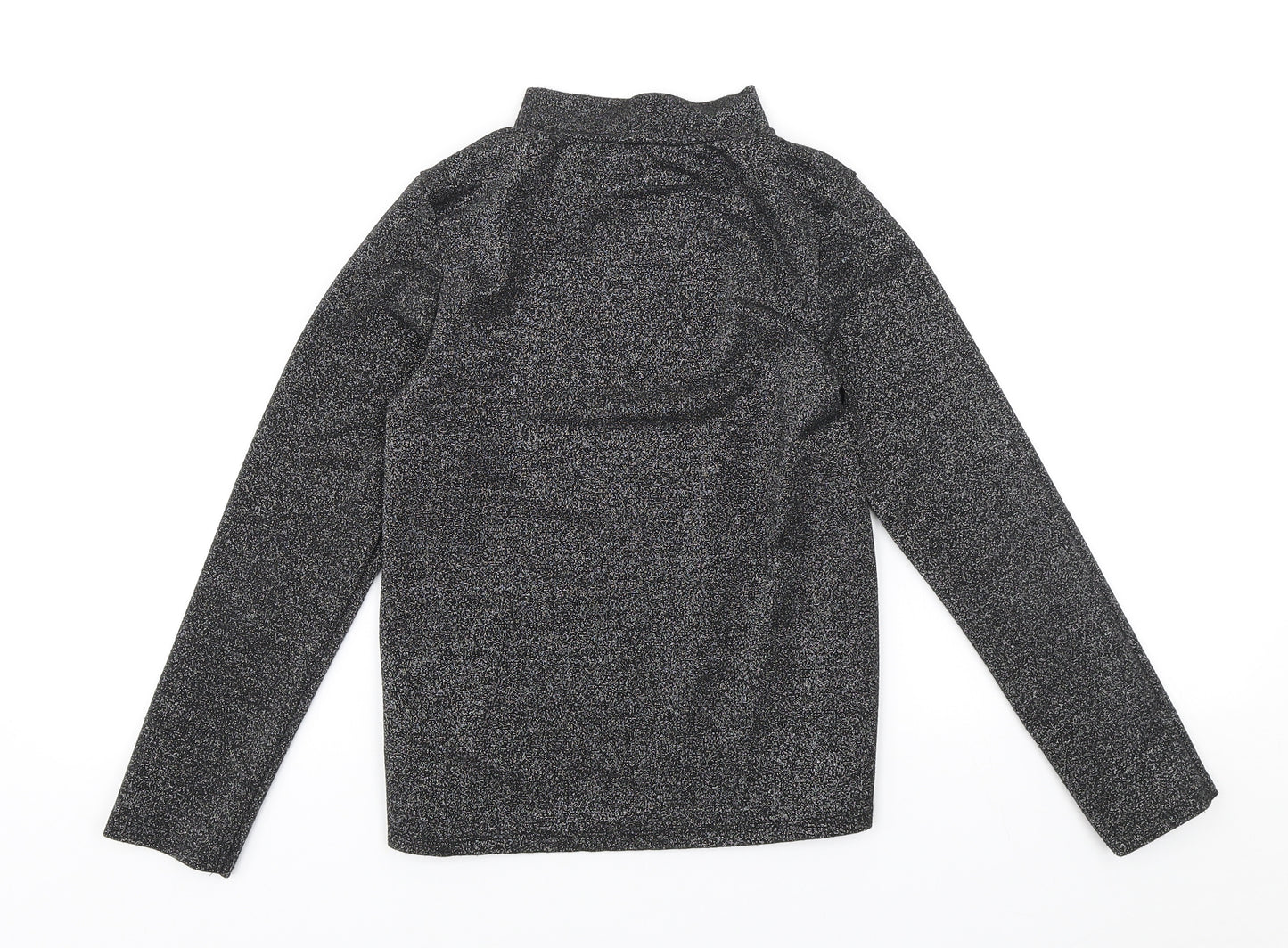 NEXT Girls Black Polyester Basic T-Shirt Size 9 Years High Neck Pullover