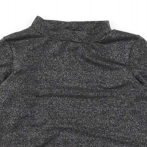 NEXT Girls Black Polyester Basic T-Shirt Size 9 Years High Neck Pullover