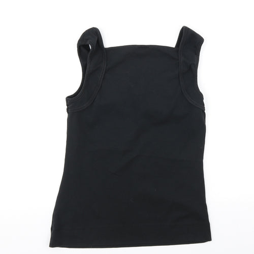 Monsoon Womens Black Cotton Basic Tank Size M Square Neck