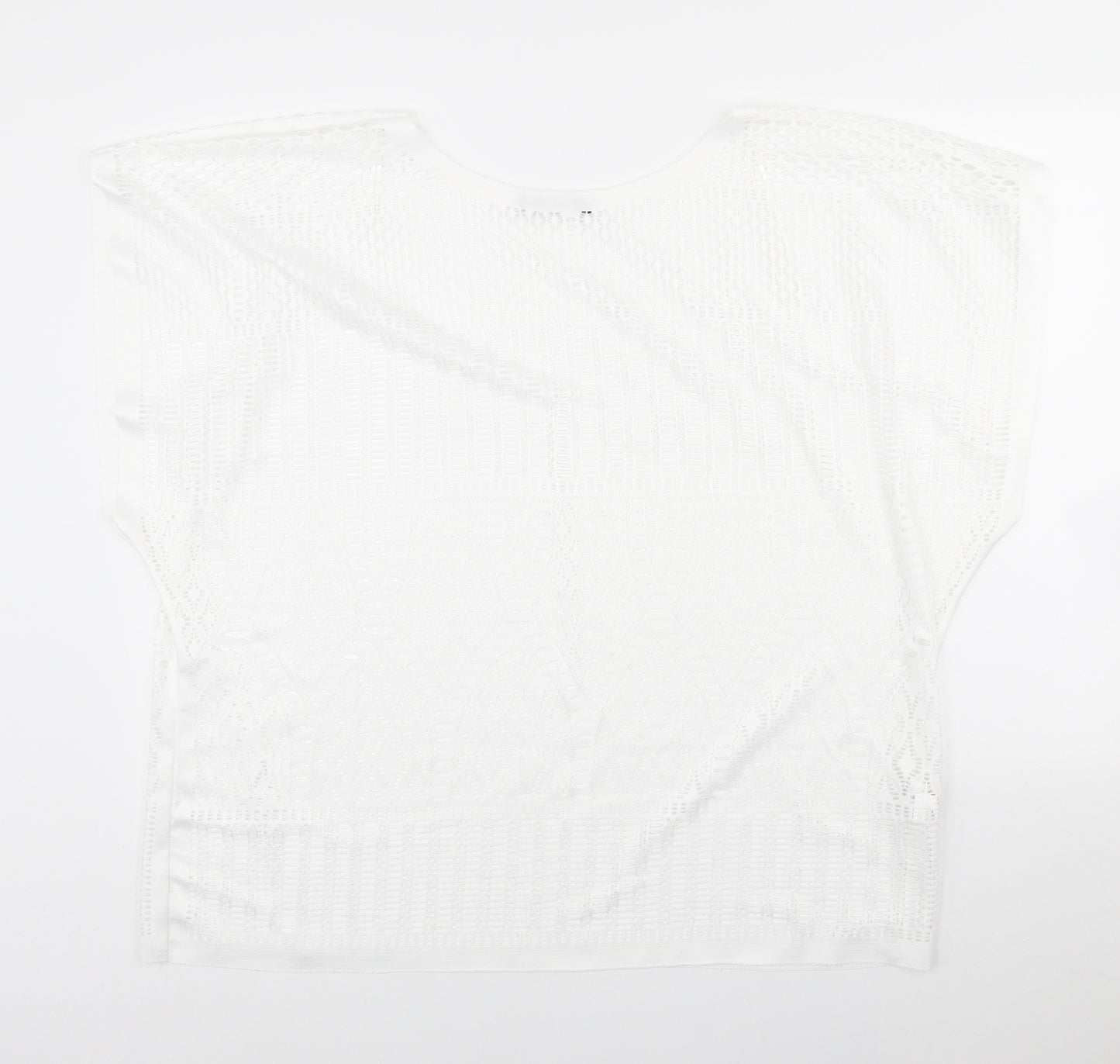 Atmosphere Womens White Polyester Basic T-Shirt Size M Round Neck - Beach Wear