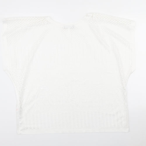Atmosphere Womens White Polyester Basic T-Shirt Size M Round Neck - Beach Wear