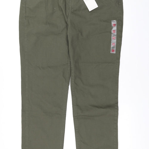 Marks and Spencer Womens Green Cotton Straight Jeans Size 18 L31 in Regular Button
