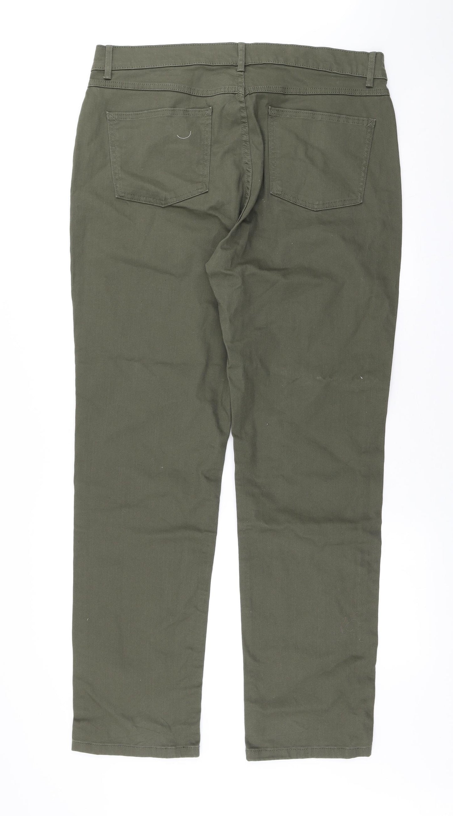 Marks and Spencer Womens Green Cotton Straight Jeans Size 18 L31 in Regular Button