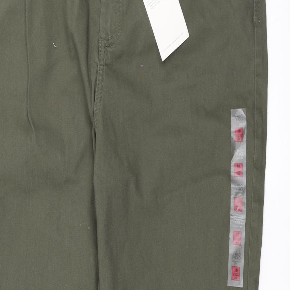 Marks and Spencer Womens Green Cotton Straight Jeans Size 18 L31 in Regular Button