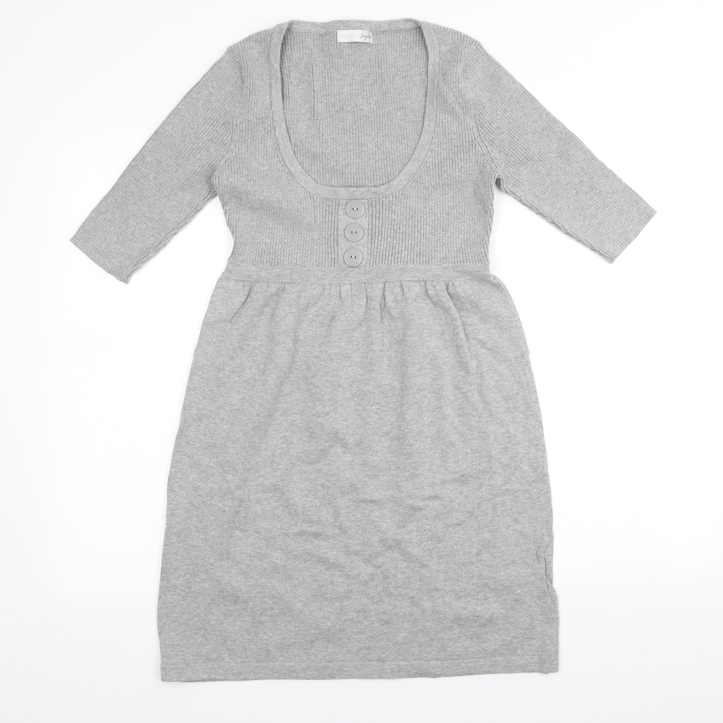 Essential Style Womens Grey Cotton A-Line Size 10 Scoop Neck Pullover