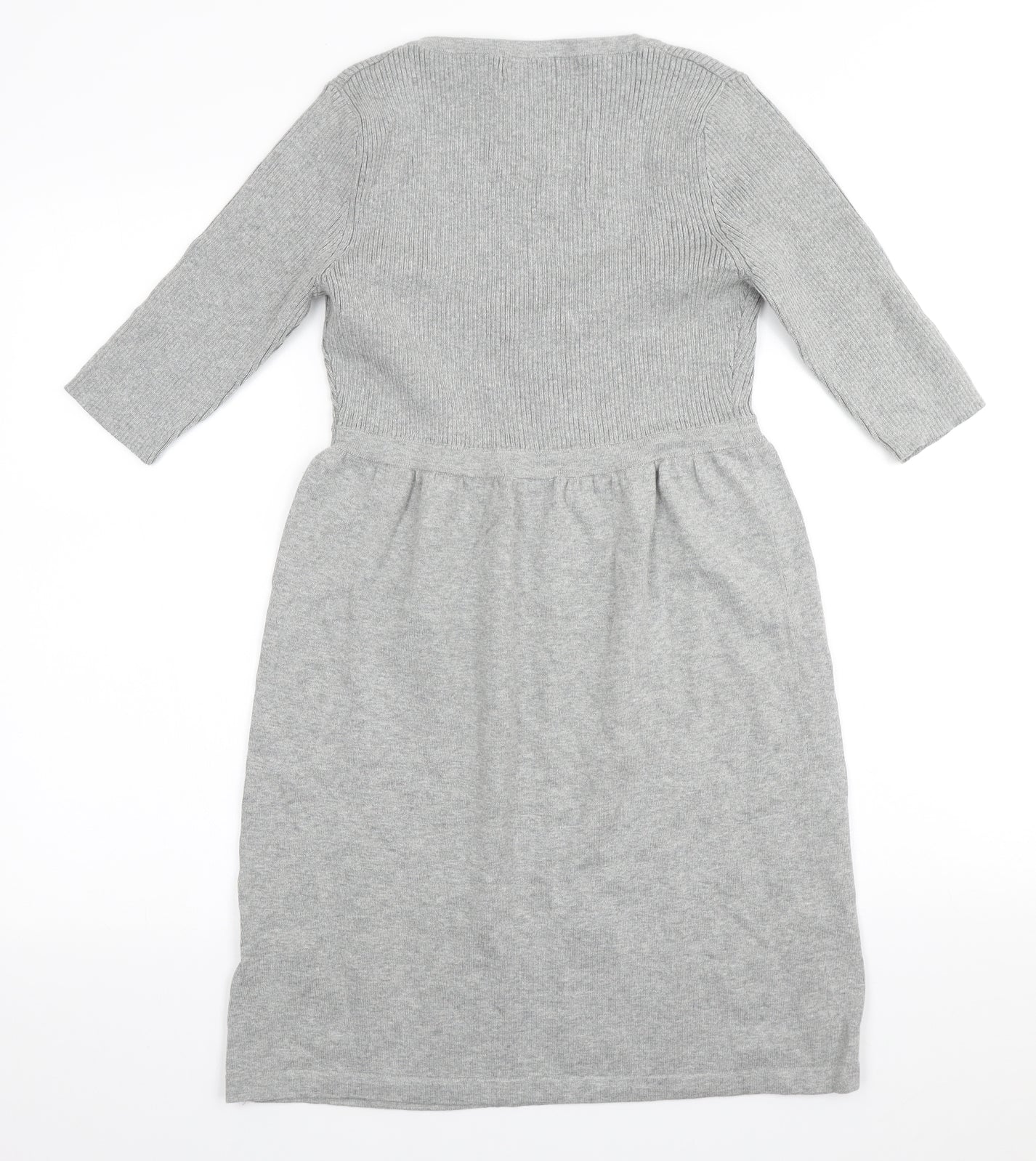 Essential Style Womens Grey Cotton A-Line Size 10 Scoop Neck Pullover