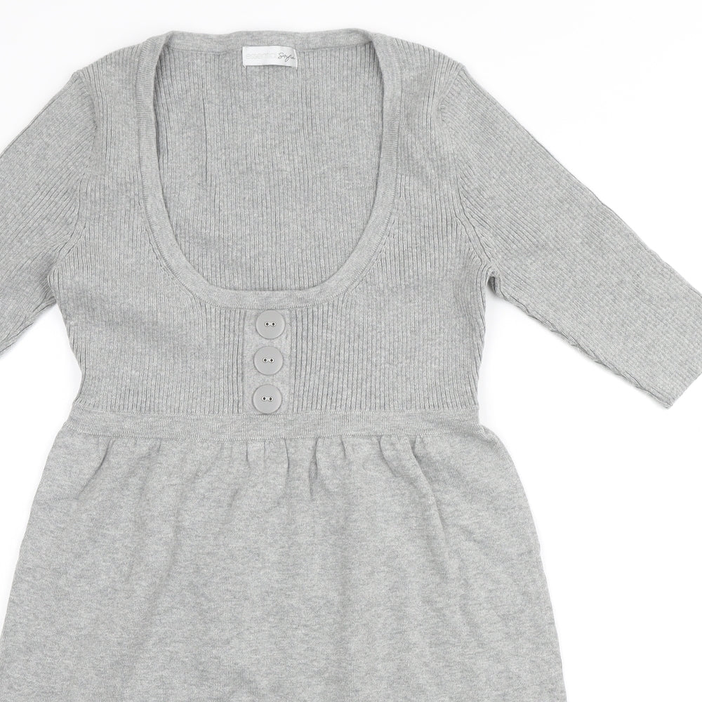 Essential Style Womens Grey Cotton A-Line Size 10 Scoop Neck Pullover