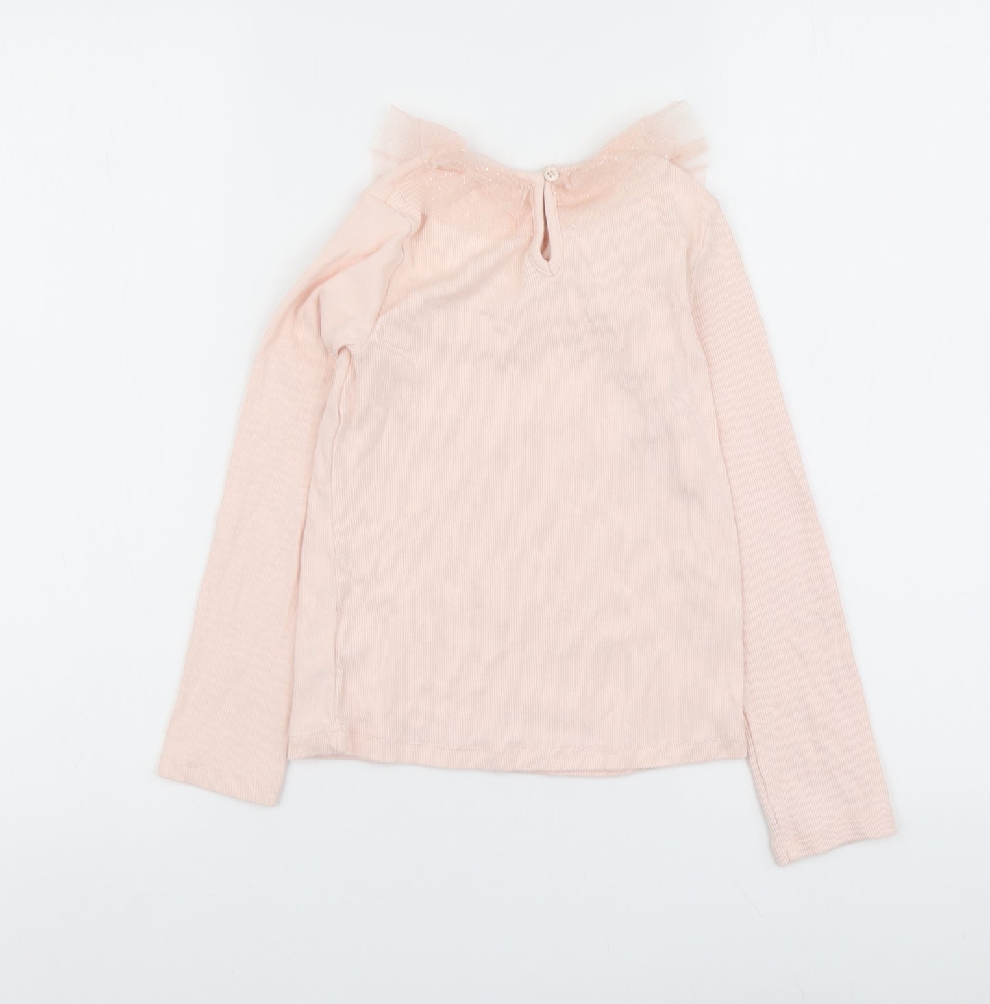 NEXT Girls Pink Cotton Basic T-Shirt Size 6-7 Years Round Neck Pullover