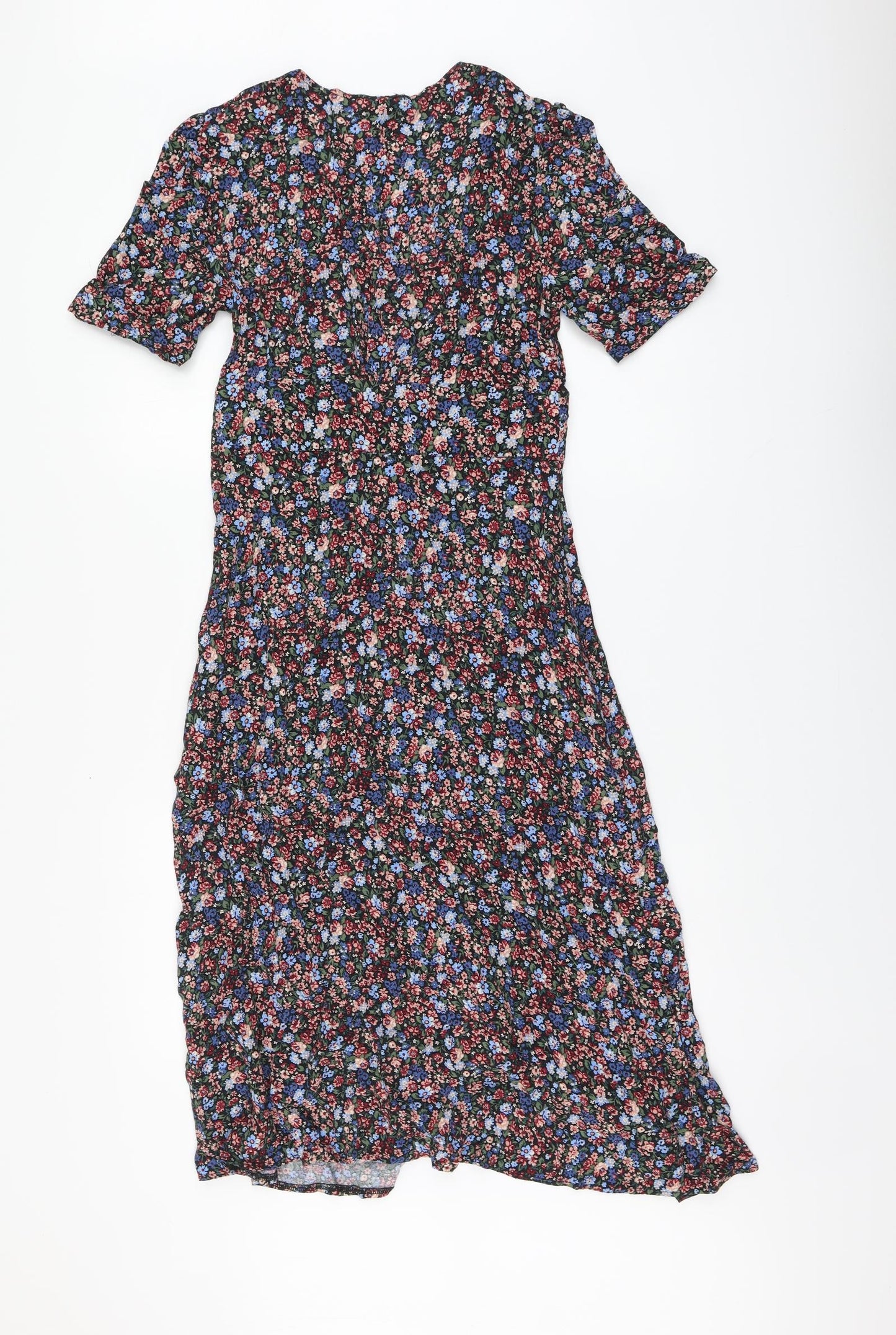 Nobody's Child Womens Multicoloured Floral Viscose A-Line Size 10 V-Neck Button