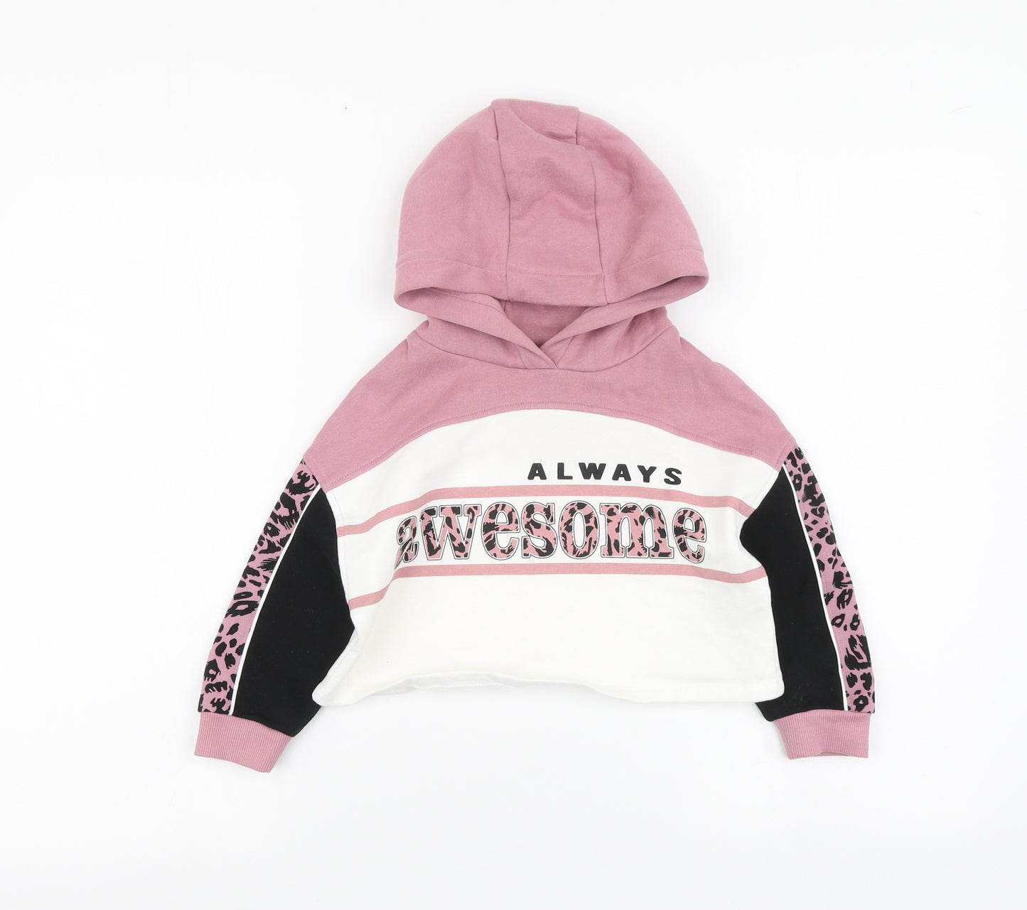 NEXT Girls Pink Animal Print Cotton Pullover Hoodie Size 4 Years Pullover - Awesome