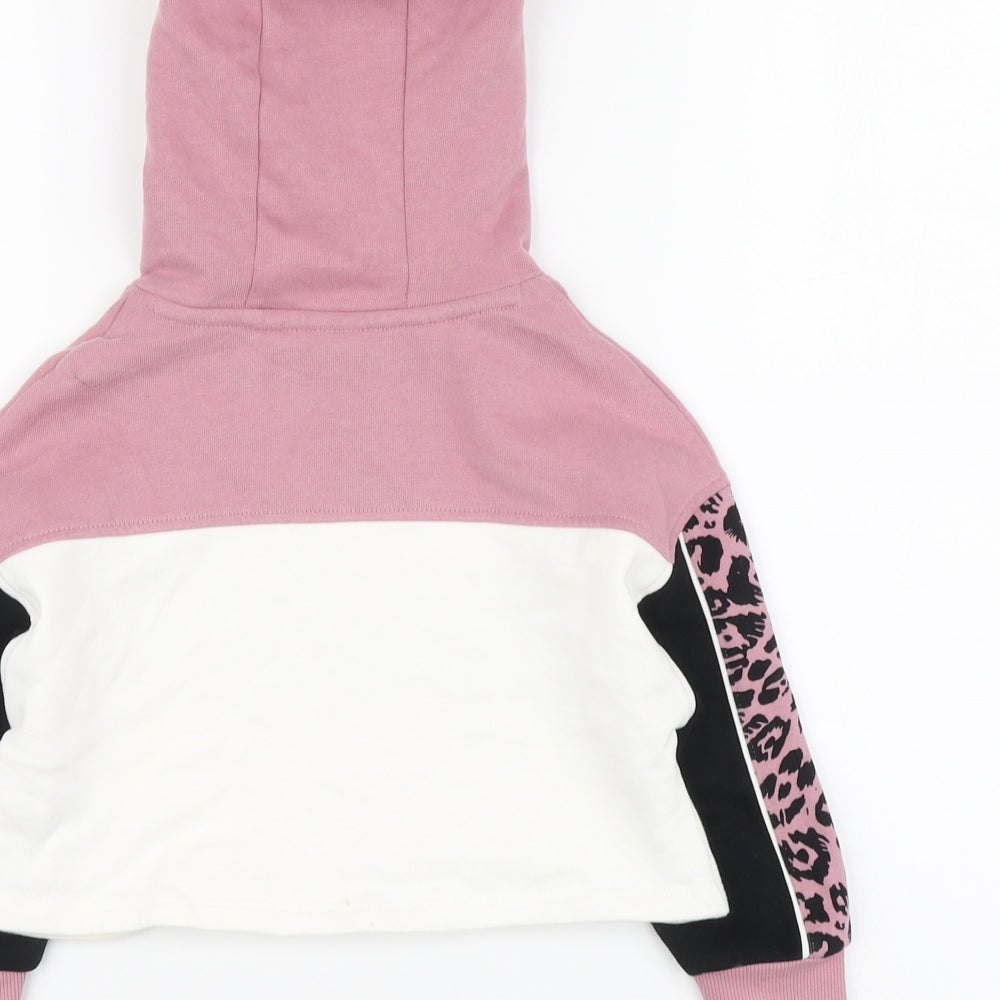 NEXT Girls Pink Animal Print Cotton Pullover Hoodie Size 4 Years Pullover - Awesome
