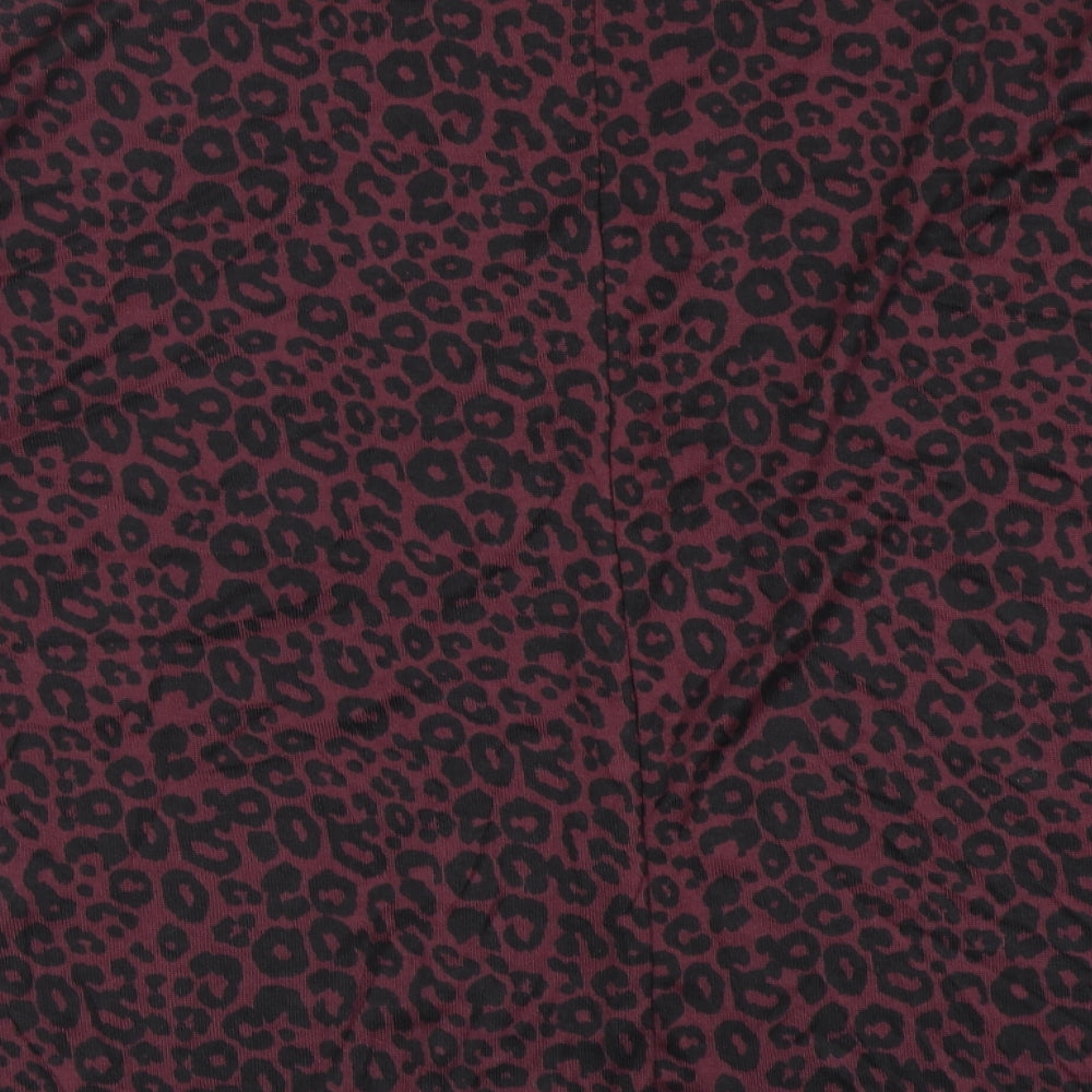 New Look Womens Purple Animal Print Polyester Basic Blouse Size M Round Neck