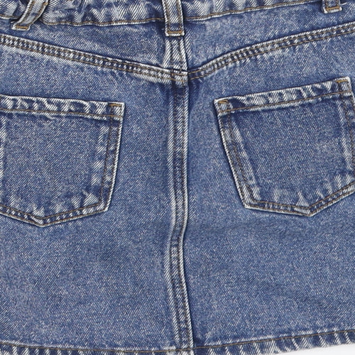 Denim & Co. Girls Blue Cotton A-Line Skirt Size 6-7 Years Regular Button