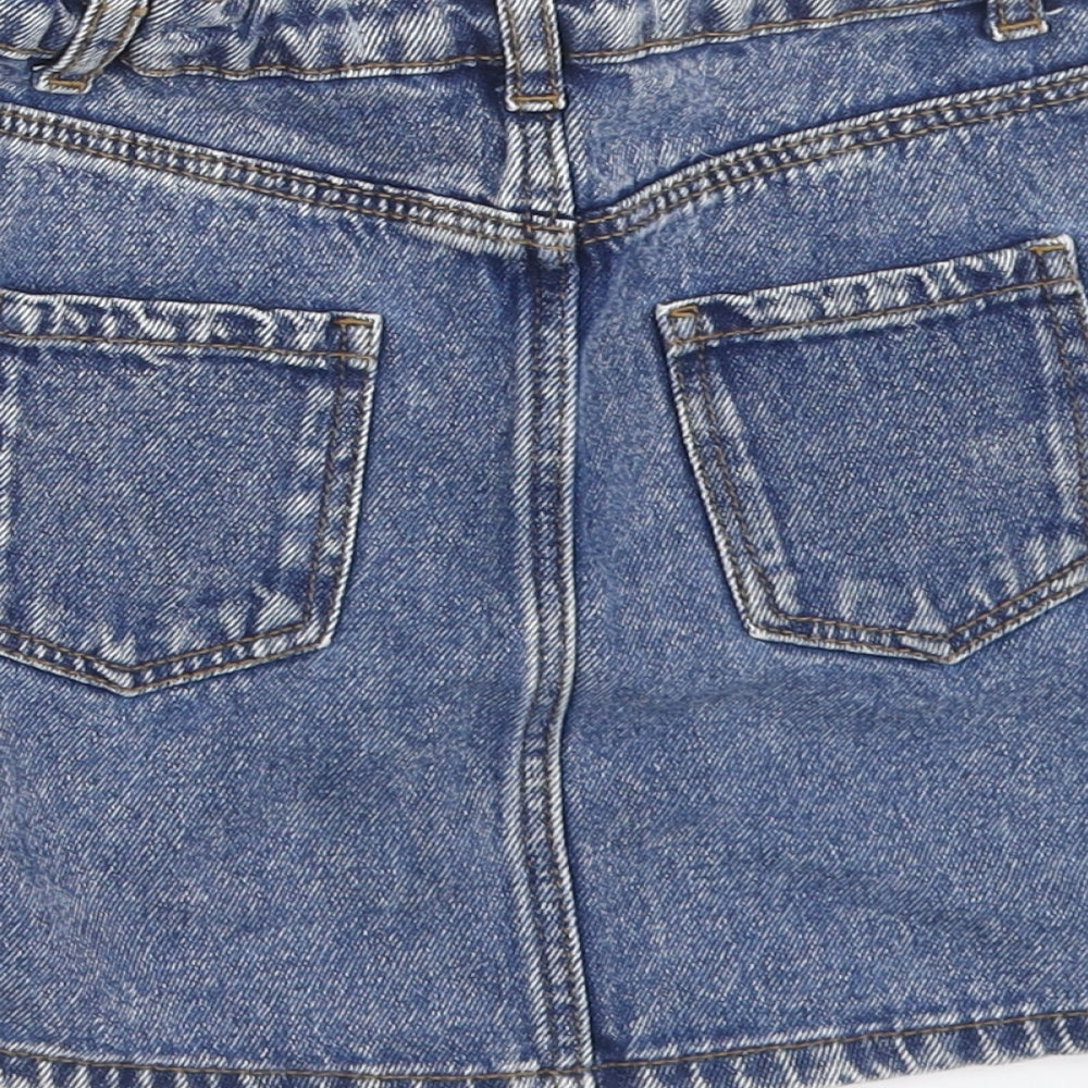 Denim & Co. Girls Blue Cotton A-Line Skirt Size 6-7 Years Regular Button
