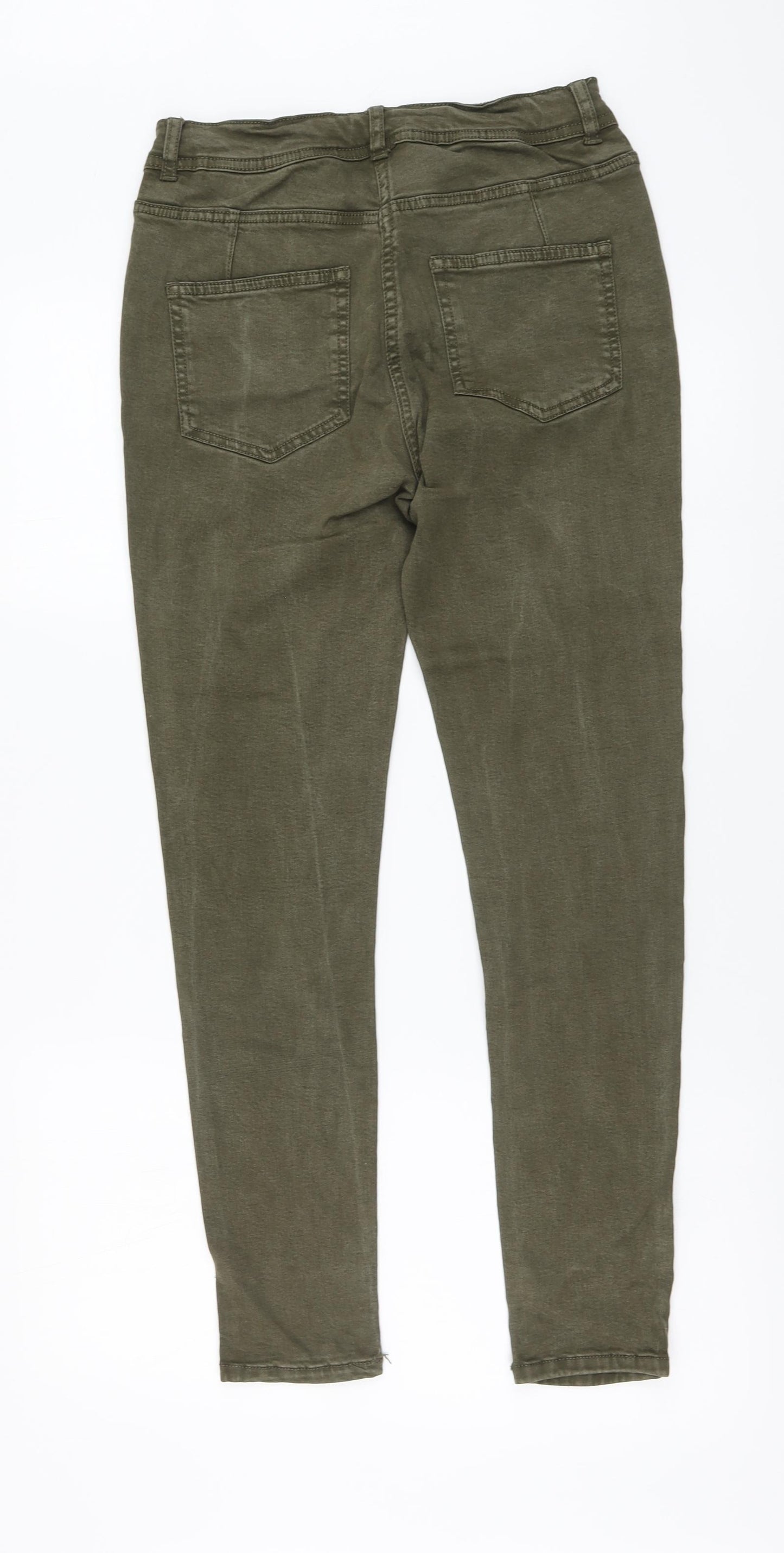 NEXT Womens Green Cotton Skinny Jeans Size 10 L28 in Regular Button
