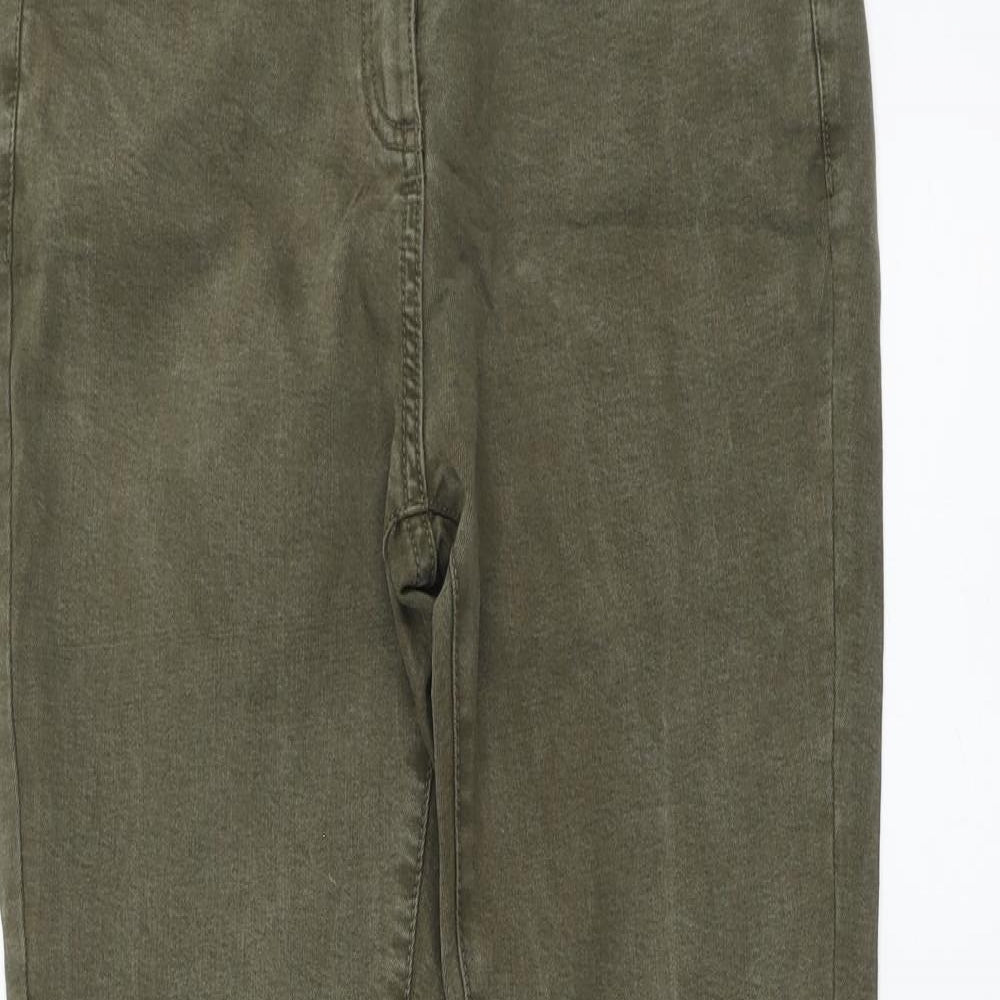 NEXT Womens Green Cotton Skinny Jeans Size 10 L28 in Regular Button