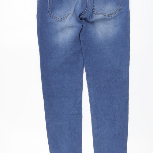 Marks and Spencer Girls Blue Cotton Skinny Jeans Size 12-13 Years Regular Button