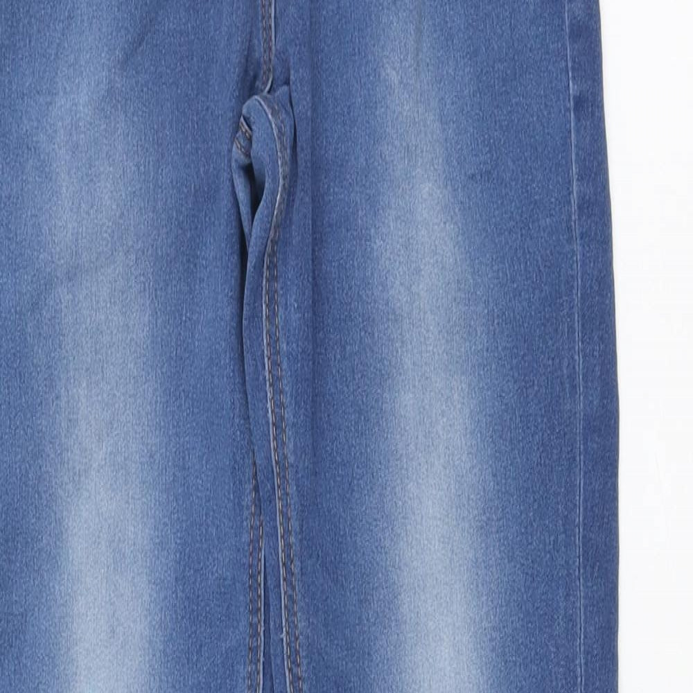 Marks and Spencer Girls Blue Cotton Skinny Jeans Size 12-13 Years Regular Button