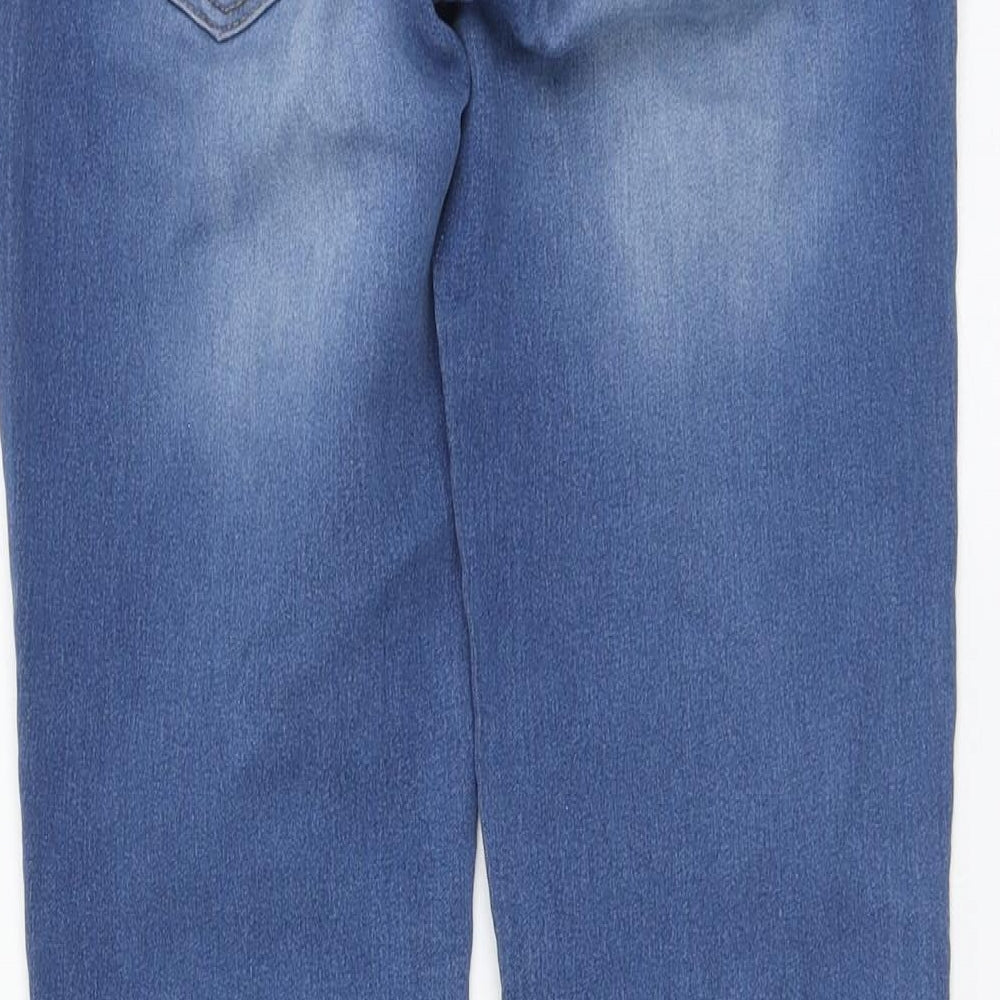Marks and Spencer Girls Blue Cotton Skinny Jeans Size 12-13 Years Regular Button