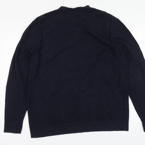 Selected Mens Blue Round Neck Cotton Pullover Jumper Size 2XL