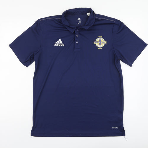 adidas Mens Blue Polyester Polo Size M Collared Pullover - Irish Football