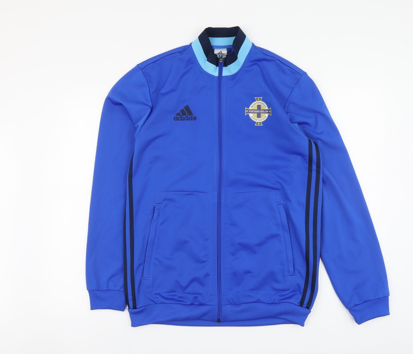 adidas Mens Blue Polyester Full Zip Hoodie Size M - North Ireland Football