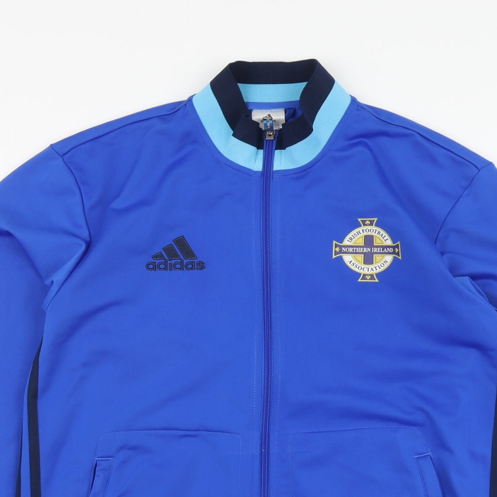 adidas Mens Blue Polyester Full Zip Hoodie Size M - North Ireland Football