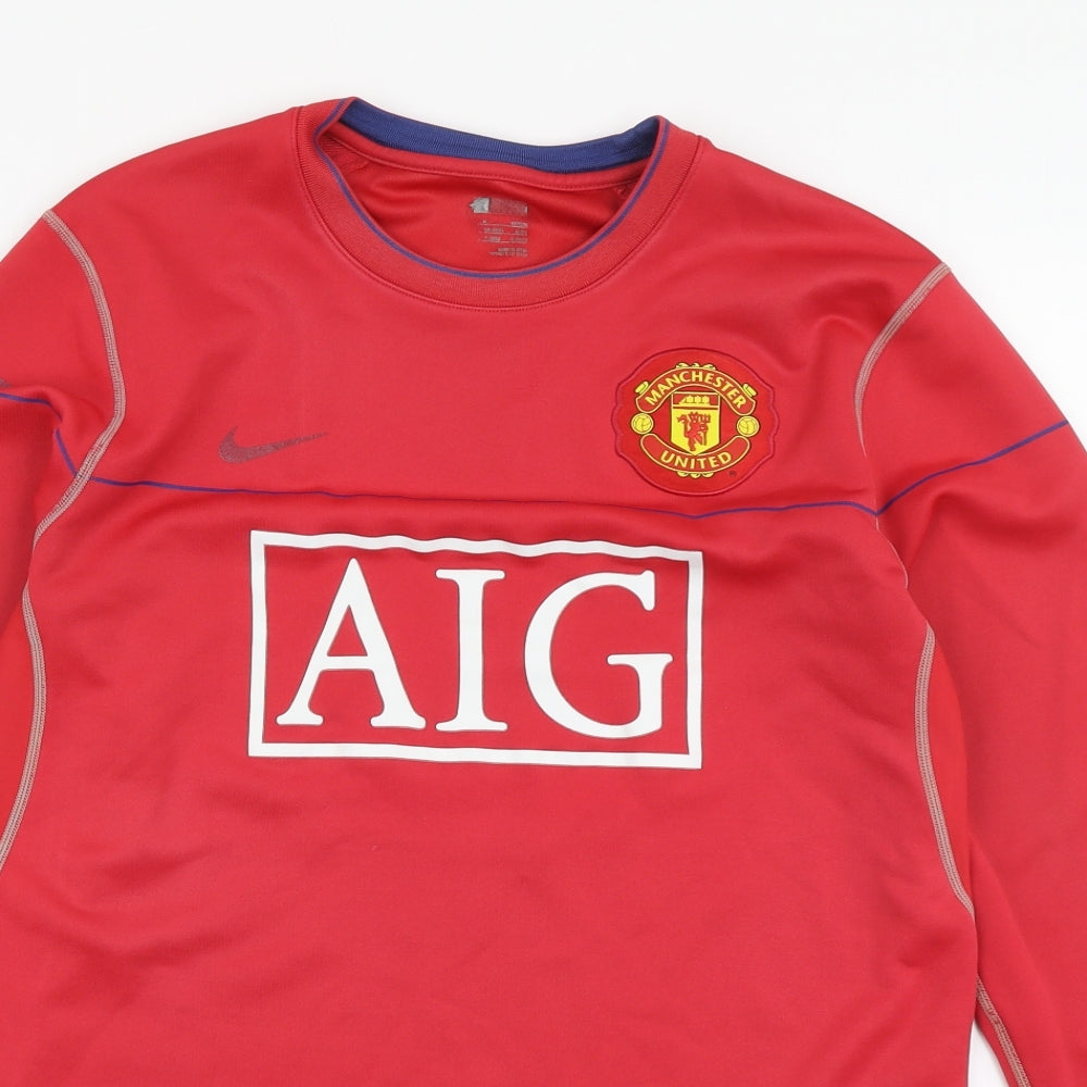 Nike Mens Red Polyester Pullover Sweatshirt Size M - Manchester United Football Club