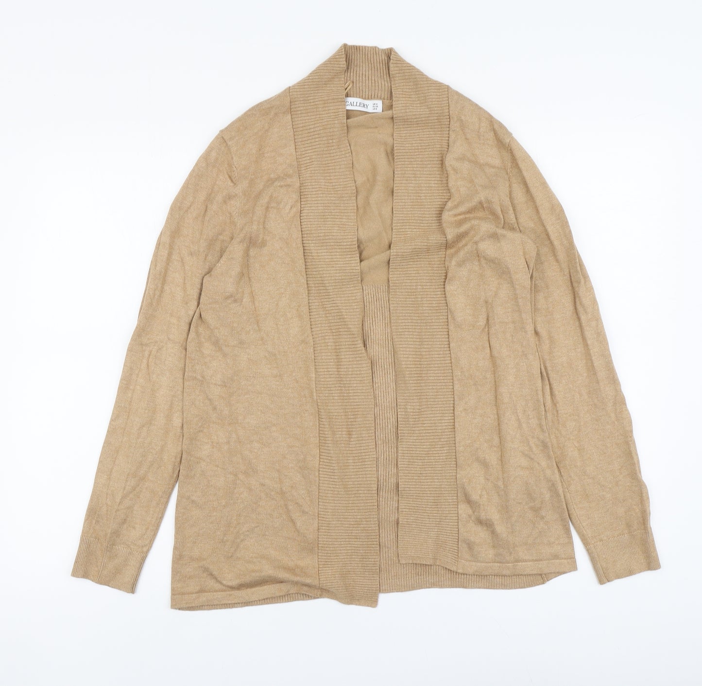 Gallery Womens Beige V-Neck Viscose Cardigan Jumper Size M