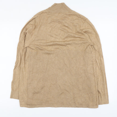 Gallery Womens Beige V-Neck Viscose Cardigan Jumper Size M
