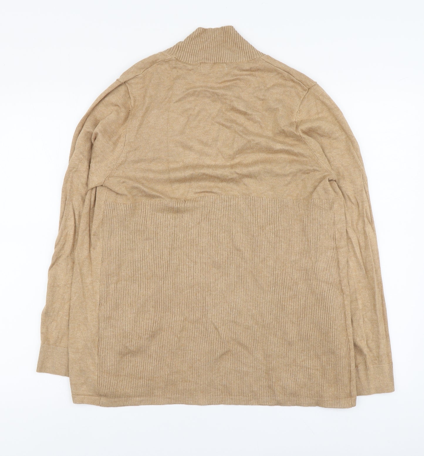 Gallery Womens Beige V-Neck Viscose Cardigan Jumper Size M