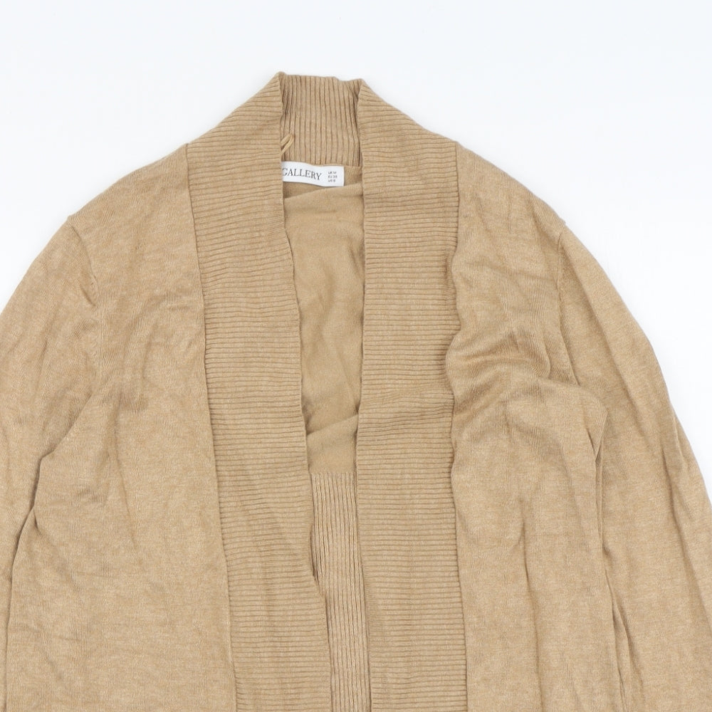 Gallery Womens Beige V-Neck Viscose Cardigan Jumper Size M