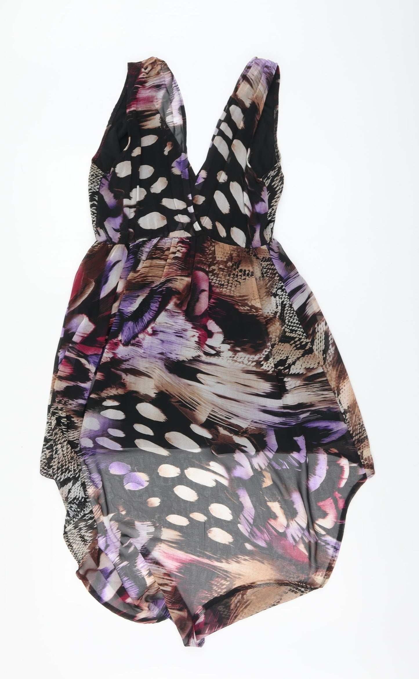 Oh My Love Womens Multicoloured Geometric Polyester Basic Blouse Size M V-Neck - Asymetrical