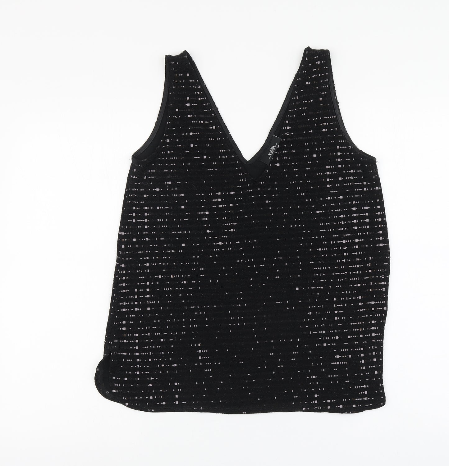 Wallis Womens Black Nylon Basic Tank Size S V-Neck