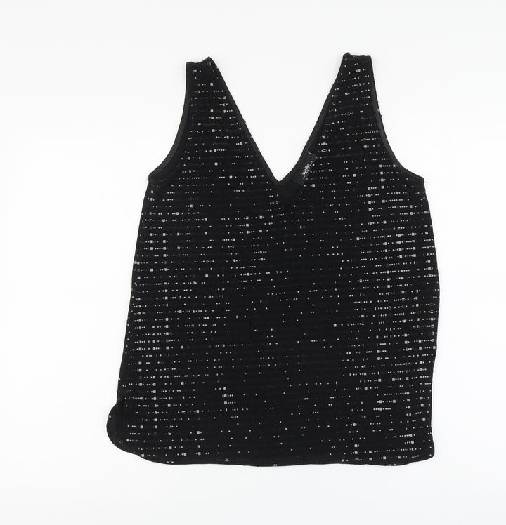 Wallis Womens Black Nylon Basic Tank Size S V-Neck
