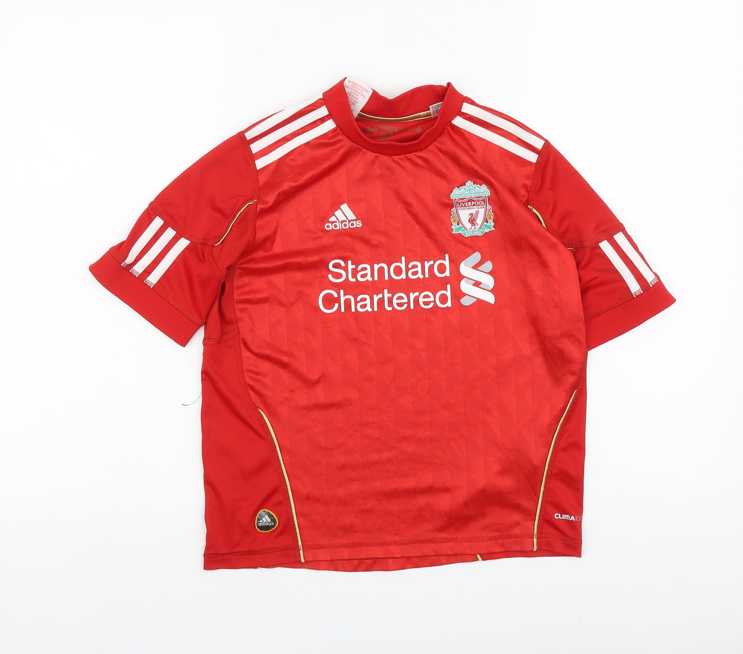 adidas Boys Red Polyester Basic T-Shirt Size 9-10 Years Round Neck Pullover - Liverpool FC