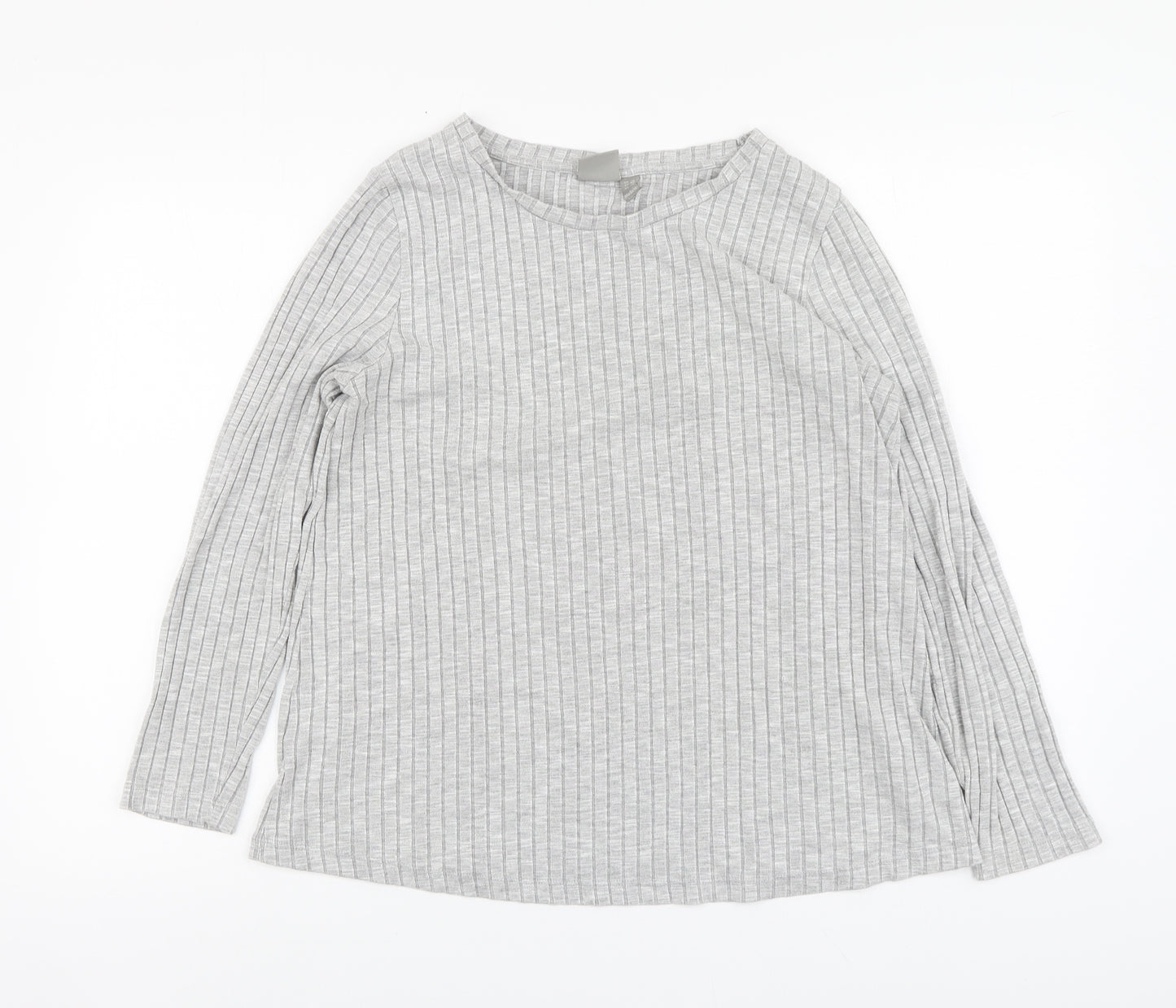 ASOS Womens Grey Striped Viscose Basic Blouse Size 12 Round Neck