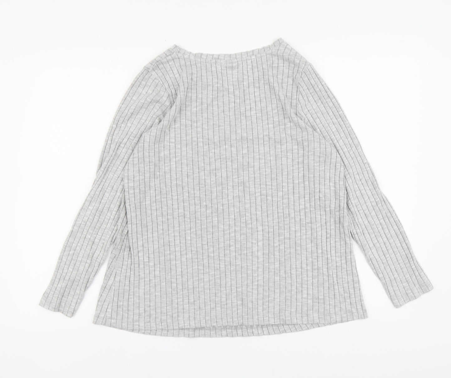 ASOS Womens Grey Striped Viscose Basic Blouse Size 12 Round Neck