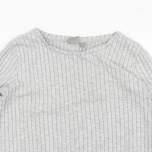 ASOS Womens Grey Striped Viscose Basic Blouse Size 12 Round Neck