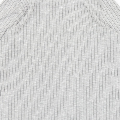 ASOS Womens Grey Striped Viscose Basic Blouse Size 12 Round Neck