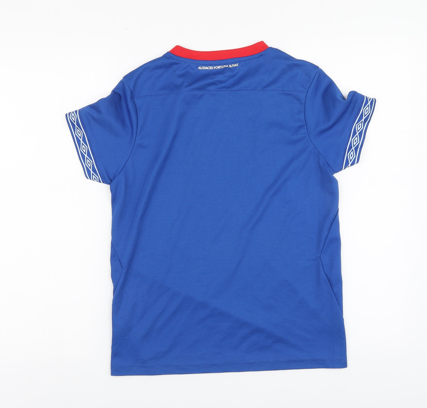 Umbro Boys Blue Polyester Basic T-Shirt Size 12 Years Round Neck Pullover - Linfield FC