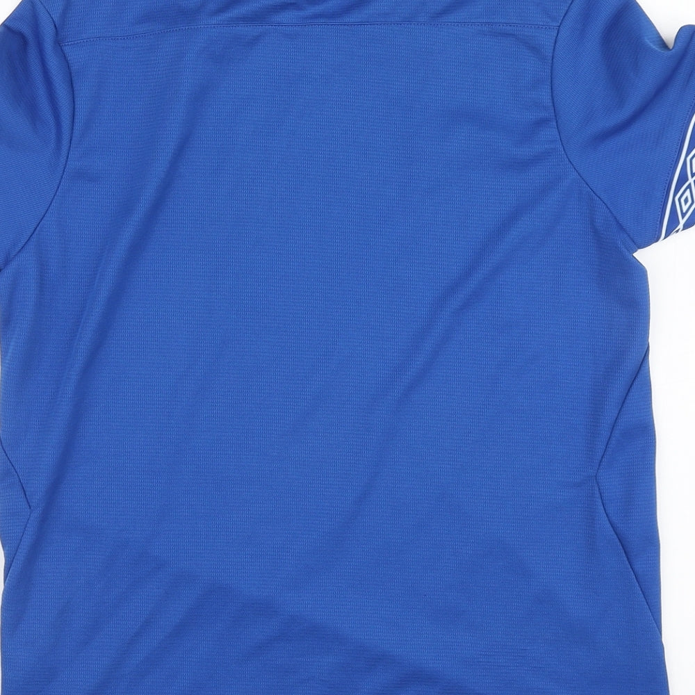Umbro Boys Blue Polyester Basic T-Shirt Size 12 Years Round Neck Pullover - Linfield FC