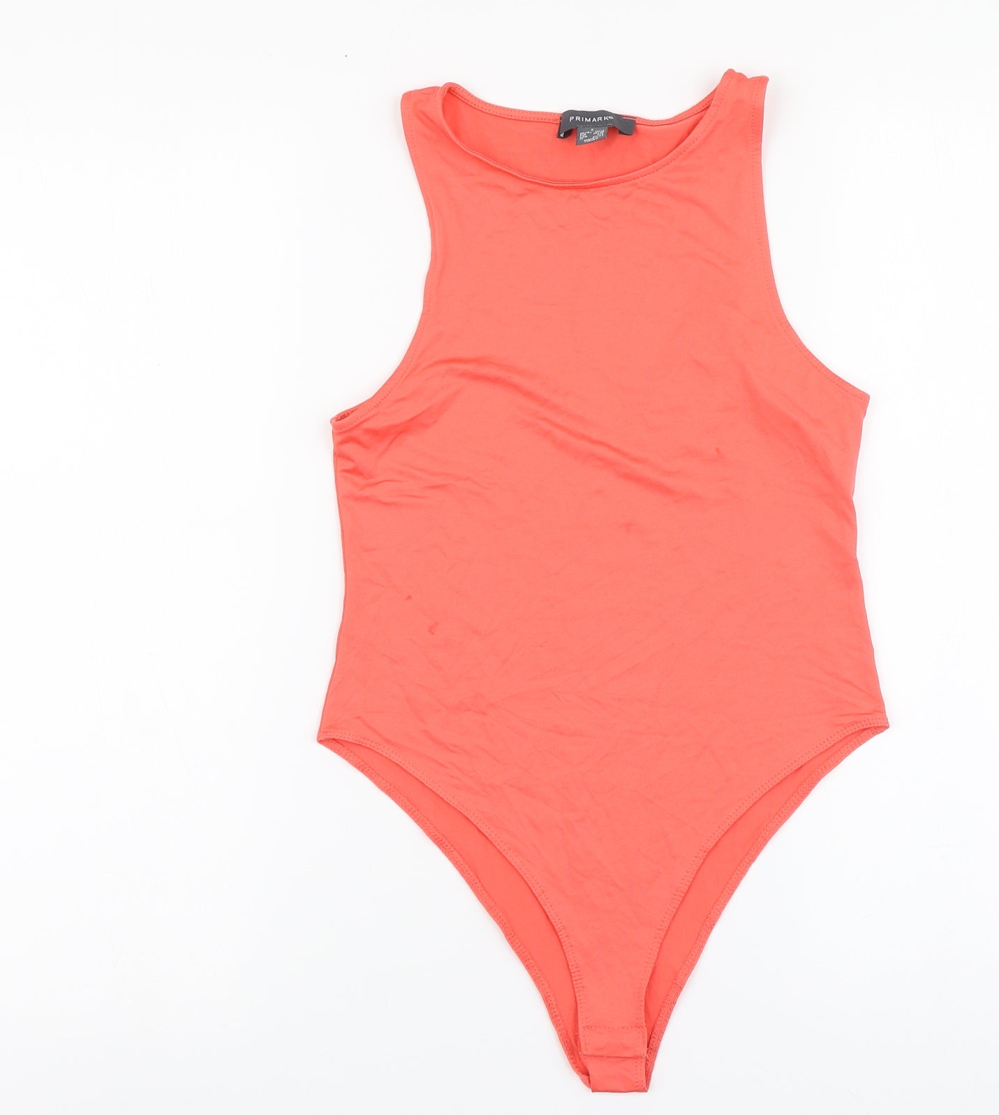 Primark Womens Orange Polyamide Bodysuit One-Piece Size S Snap