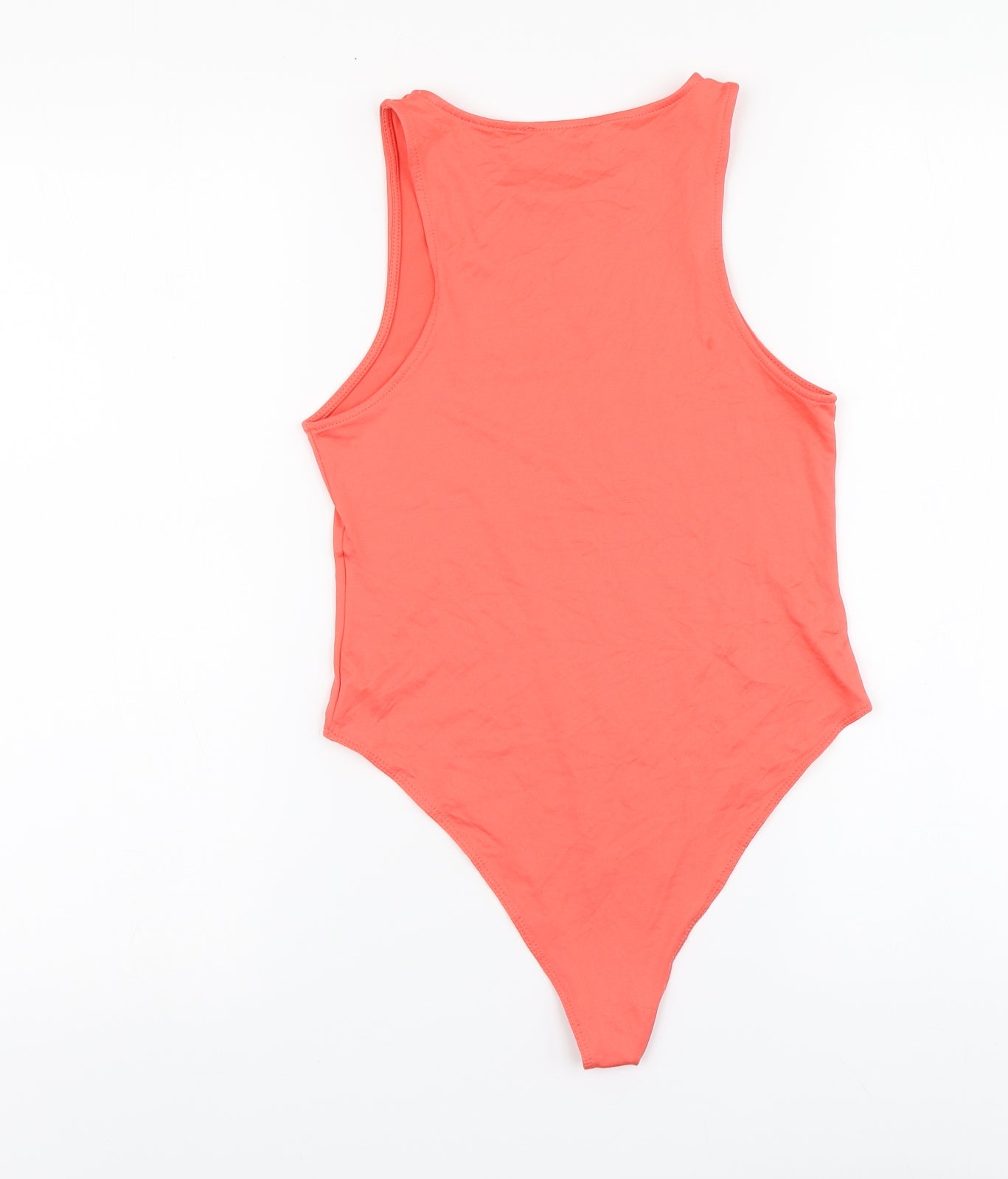 Primark Womens Orange Polyamide Bodysuit One-Piece Size S Snap