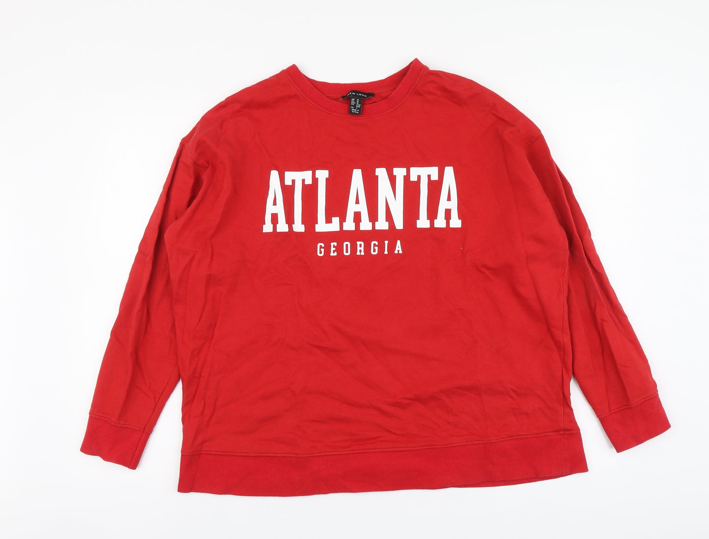 New Look Womens Red Cotton Pullover Hoodie Size M Pullover - Atlanta