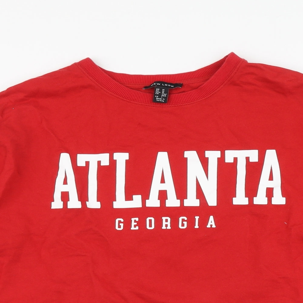 New Look Womens Red Cotton Pullover Hoodie Size M Pullover - Atlanta